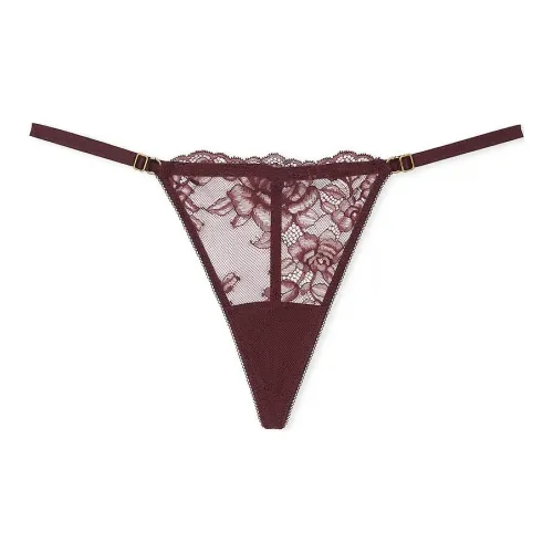 Victoria's Secret Very Sexy V-Hardware Adjustable V-String Panty / B B Underpants Women's 1 Pack Burgundy Brown