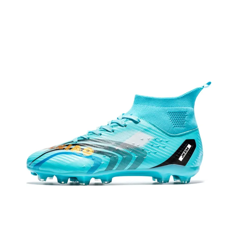 JKEM Soccer Shoes Unisex Mid Top White Gold/Black Gold/Gold/Aqua-17
