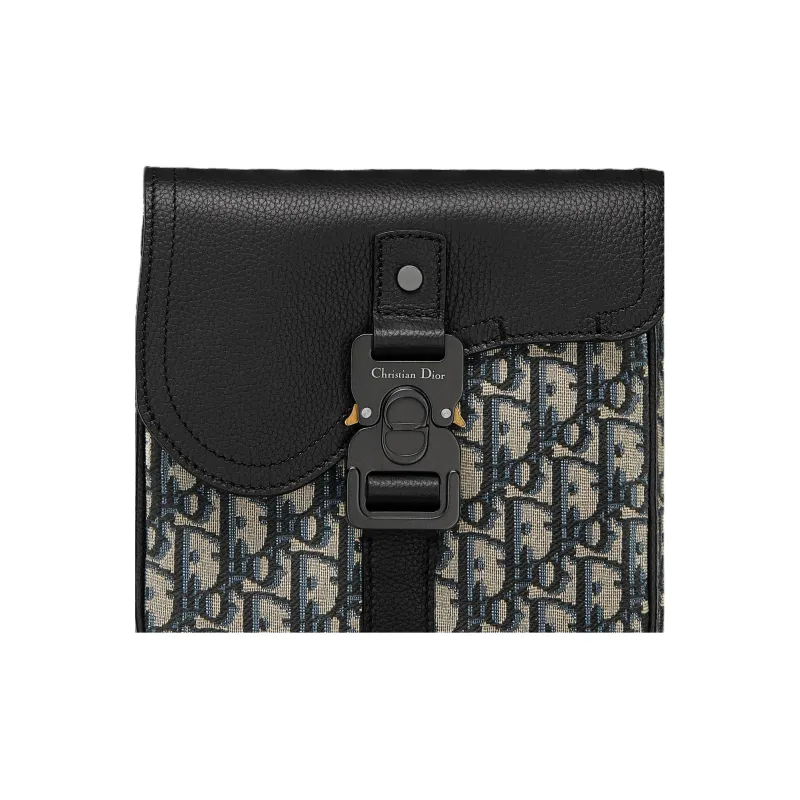 DIOR Saddle Oblique Jacquard Canvas With Grainy Surface Calfskin Backpack Regular Men's Beige & Black-4