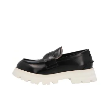 Alexander McQueen Contrast Sole Leather Penny Loafers Black White