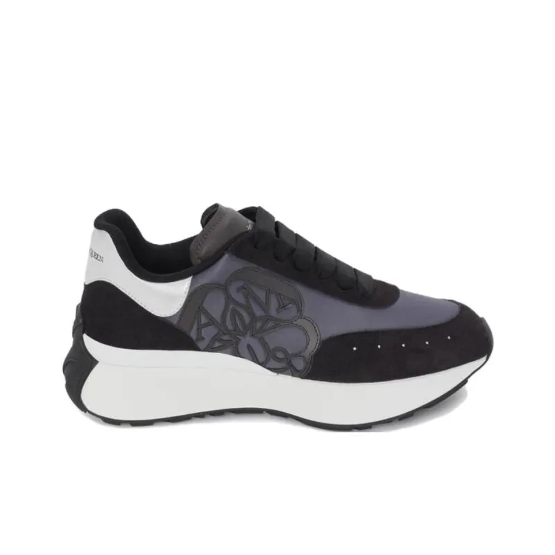 Alexander McQueen Sprint Runner Black Silver Women's-1