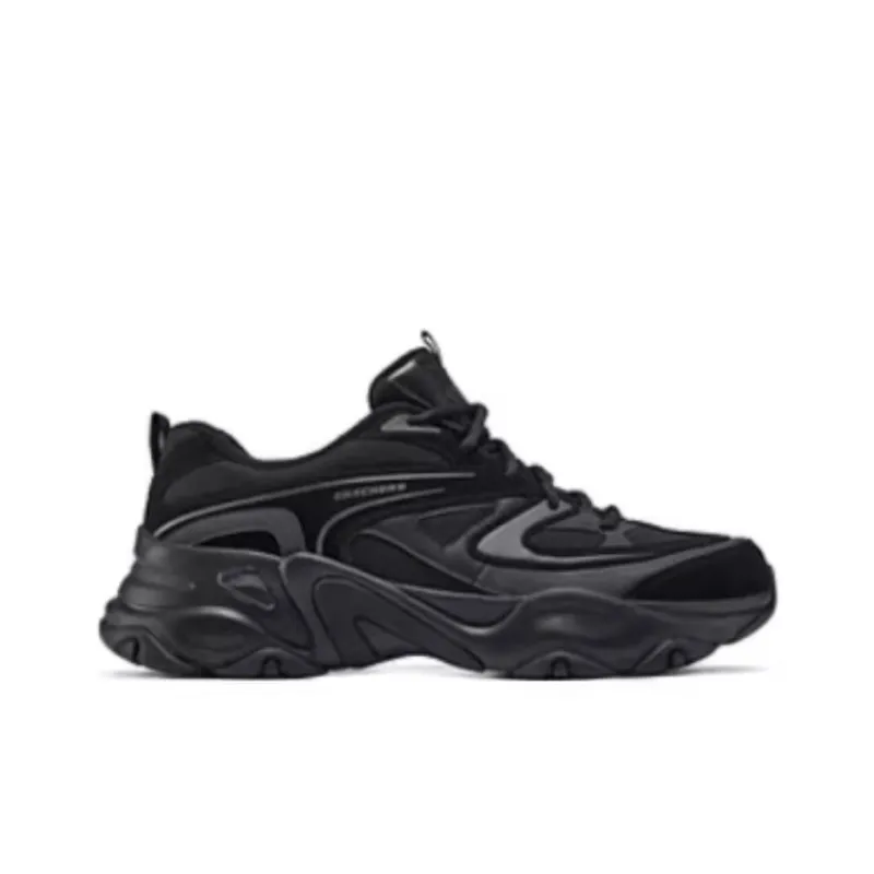 Skechers DLITES Anti Slip Wear Resistant Low Top Chunky Sneakers Men's Black-1