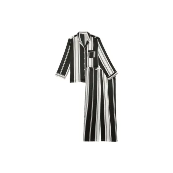 Victoria's Secret THE MIX Pajama Set Women's Black White Stripes