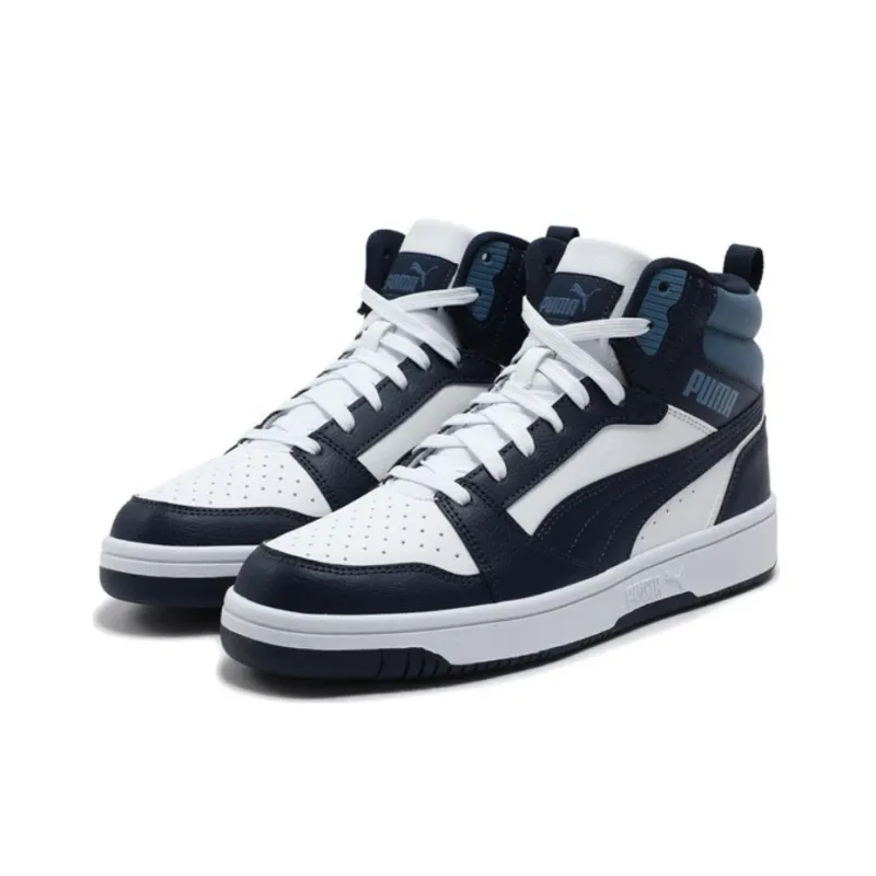 PUMA Rebound V6 Anti Slip Wear Resistant Mid Top Skateboard Shoes Unisex Black Blue-2