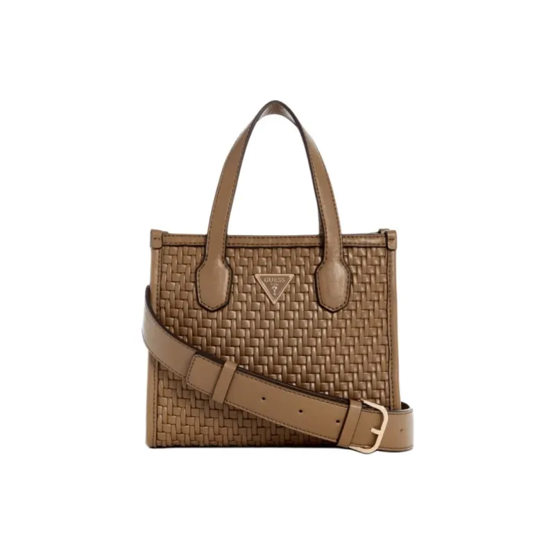 GUESS Artificial Leather Tote Bag Shopping Bag Handbag Mini Women's Brown-0