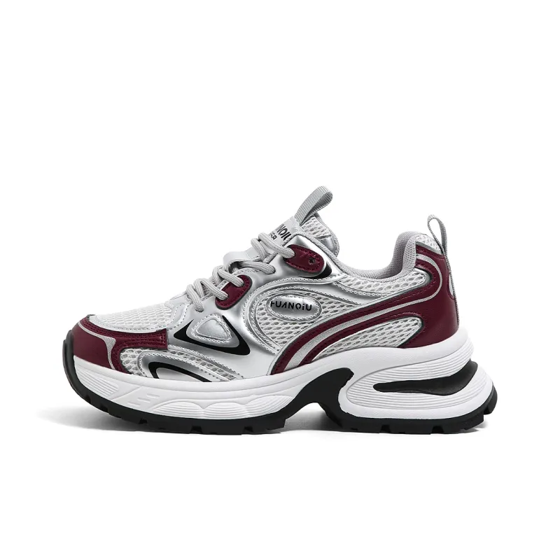HUANQIU Cushioning Height Increase, Breathable, Slip Resistant Low Top Chunky Sneakers Women's-0