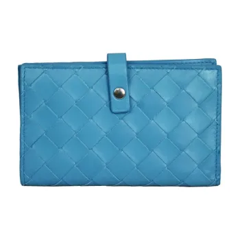 Bottega Veneta Intrecciato Leather Wallet Women's Blue