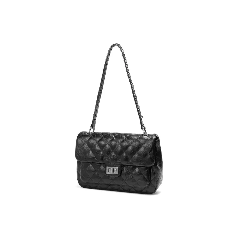 BELLE Artificial Leather Shoulder Bag Medium Size Women's Black-1