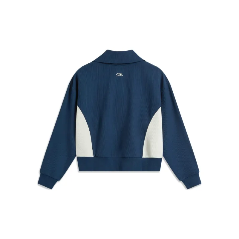 LiNing Sports Trend Series Sweatshirt Women's Dark Navy Blue/Ivory-1