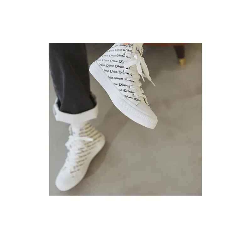 Feiyue High Top Canvas Shoes Women's Black White-4