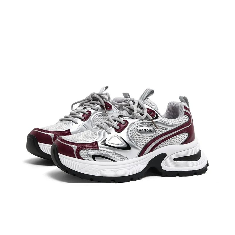 HUANQIU Cushioning Height Increase, Breathable, Slip Resistant Low Top Chunky Sneakers Women's-2