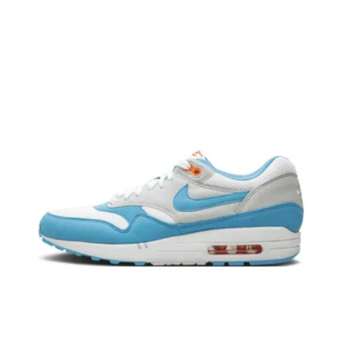 Nike Air Max 1 Casual Shoes Men Low-Top Dive Blue/White/Neutral Grey/Orange Flame