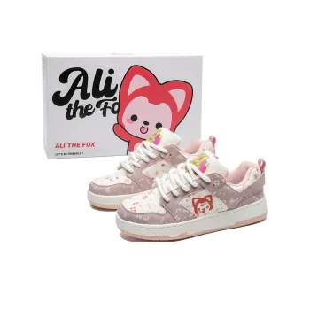 ALI THE FOX Anti-Slip And Wear-Resistant Lightweight Low-Top Skateboard Shoes Unisex Cream Pink