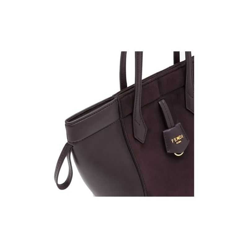FENDI Suede Patchwork Cow Leather Bucket Bag Handbag Shoulder Bag Mini Women's Purple-6