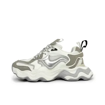 SLNU 3 Height Increasing Coverage Low Top Chunky Sneakers Men's White Gray