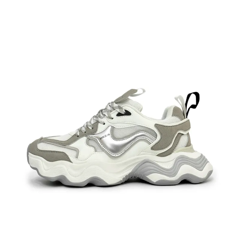 SLNU 3 Height Increasing Coverage Low Top Chunky Sneakers Men's White Gray-0