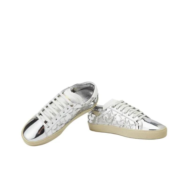 SAINT LAURENT Low Top Skateboard Shoes Women's Silver-5