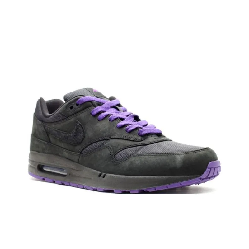 Nike Air Max 1 Anti-Slip Wear-Resistant Low-Top Running Shoes Men's Black Purple-2