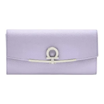 FERRAGAMO Embossed Calfskin Wallet Women's Purple