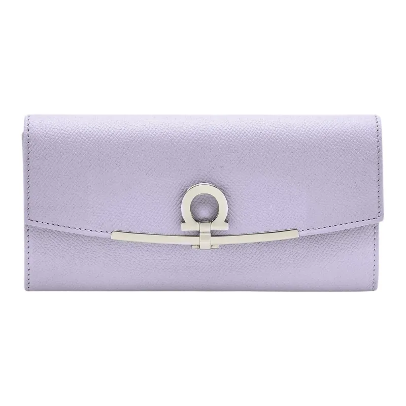 FERRAGAMO Embossed Calfskin Wallet Women's Purple-0
