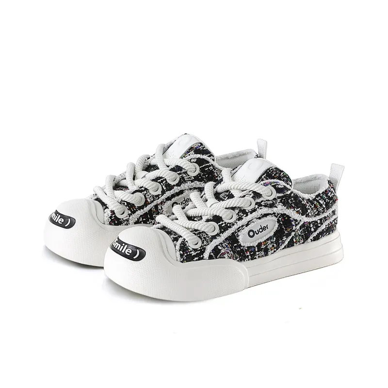 Ouder Smiler Skateboard Shoes Unisex Low Top White-2