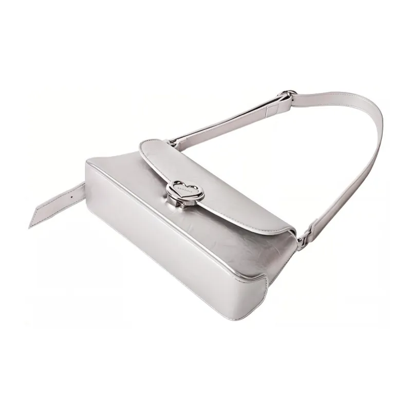 ONE TIME Synthetic Leather Handbag, Shoulder Bag, Crossbody Bag Regular Women's Metallic Silver/Black-3