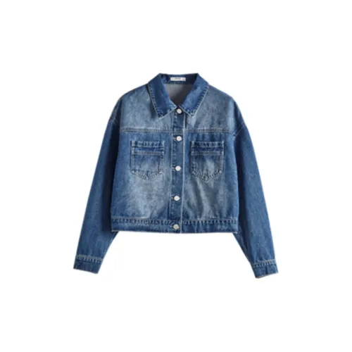 SLLSKY Denim Jackets Women's Vintage Blue