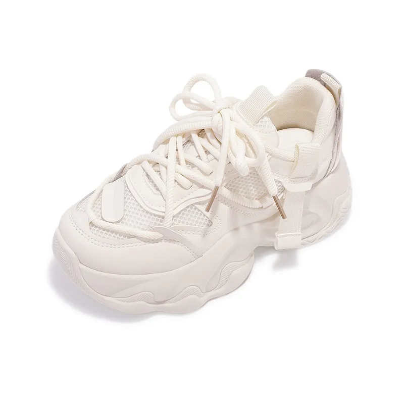 SNXR Anti-Slip Wear-Resistant Waterproof And Breathable Low-Top Chunky Sneakers Women's Beige-45
