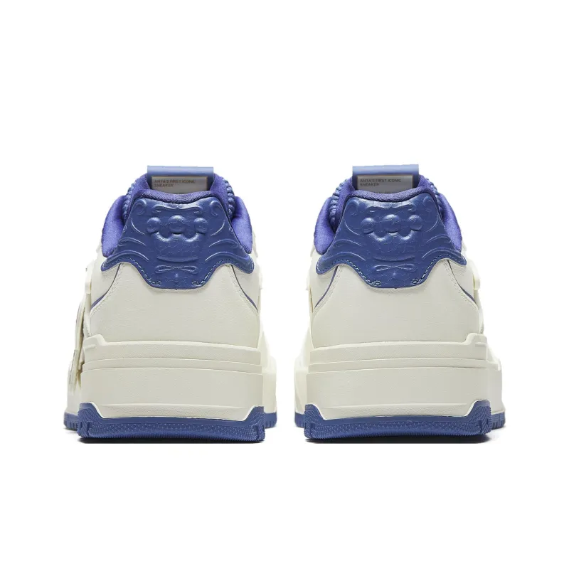 POP MART x Anta Molly Anti Slip Wear Resistant Low Top Skateboard Shoes Men's White Blue-4