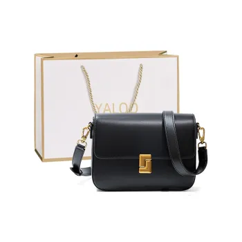 Yalu Cow Leather Shoulder Bag Crossbody Bag Women's Gold Brown/Milk Tea Beige/Black