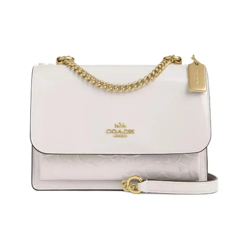 COACH Klare Patent Leather Smooth Leather Crossbody Bag Shoulder Bag Small Size Women's Chalk