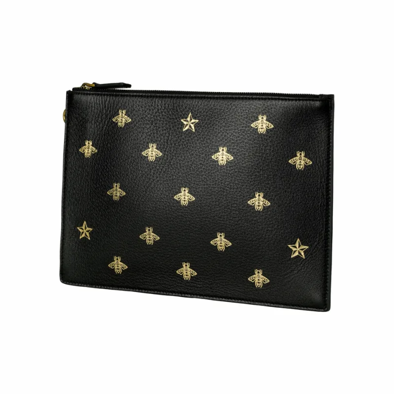 GUCCI Cow Leather Clutch Regular Men's Black-3
