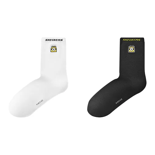 Skechers x Minions Mid Calf Socks Unisex 2 Pack White/Black-0