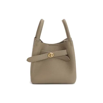 BELLE Artificial Leather Bucket Bag, Handbag, Crossbody Bag Medium Size Women's Gray/Beige