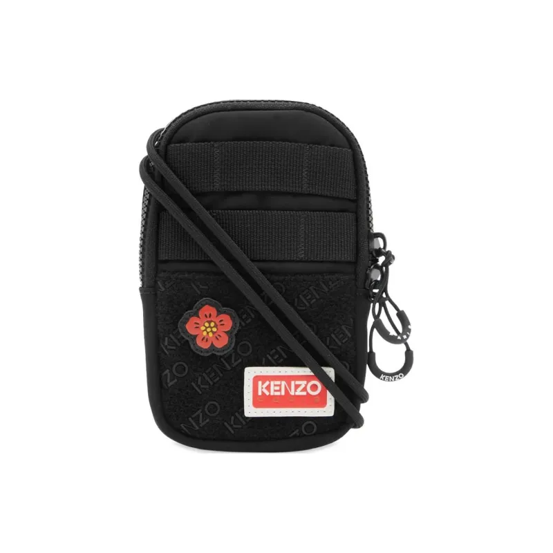 KENZO Nylon Shoulder Bag Crossbody Bag Cell Phone Pouch Men's Black-1