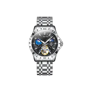Colev Kie Automatic Mechanical Movement Steel Strap Men's Watches Black Dial