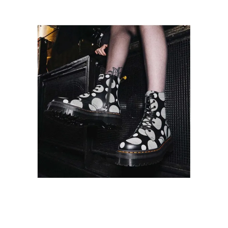 Dr.Martens Jadon Polka Dot Smooth Leather Platform Boots 'Black' Women's-6