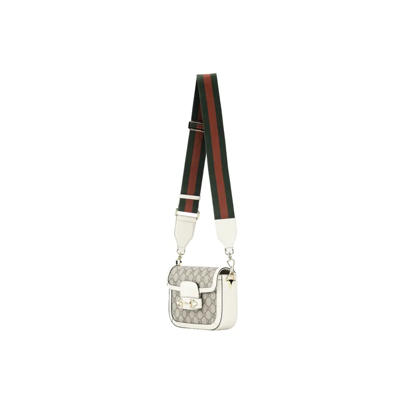 GUCCI Horsebit 1955 Mini Bag Beige/White-3