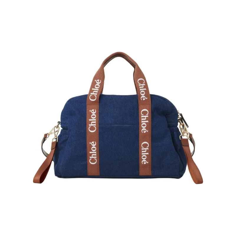Chloe Cotton Diaper Bag, Shoulder Bag, Crossbody Bag, Handbag Regular Women's Denim Blue-1