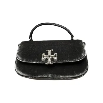 TORY BURCH Britten Velvet Shoulder Bag Crossbody Bag Handbag Mini Women's Black