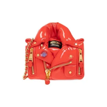 MOSCHINO Polyurethane And Polyester Blend Crossbody Bag Shoulder Bag Women's Orange Red