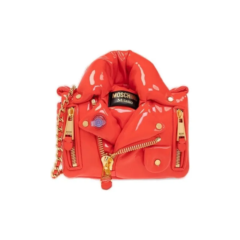 MOSCHINO Polyurethane And Polyester Blend Crossbody Bag Shoulder Bag Women's Orange Red-0