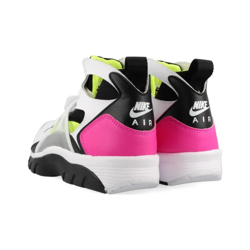 Nike Air Trainer Huarache Anti Slip Wear Resistant High Top Vintage Basketball Shoes Men's White Black Pink-4