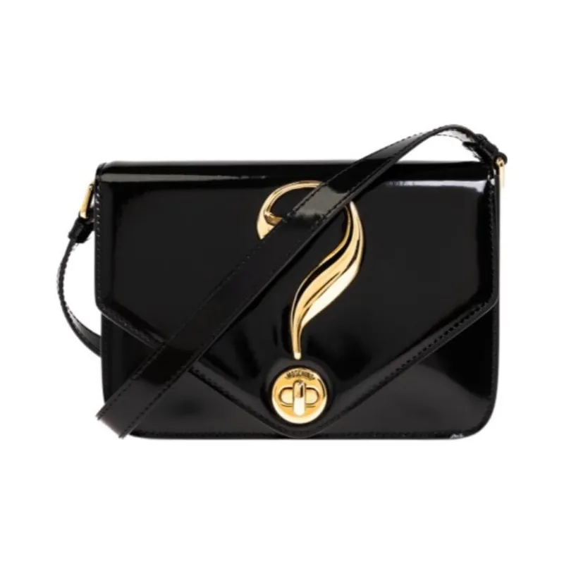 MOSCHINO Brushed Calfskin Crossbody Bag Shoulder Bag Women's Black-0