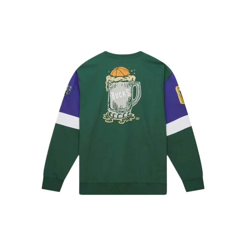 NBA Milwaukee Bucks All Over Crew Mitchell & Ness Sweatshirt Men's Green-1