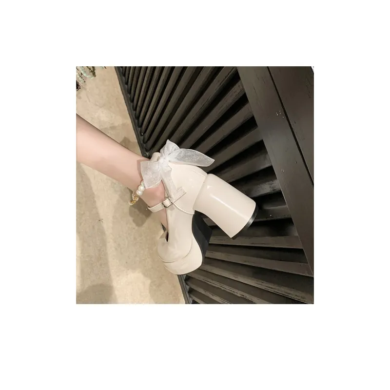 Take The Qin Chunky Heel High Heels 9cm Women's-4