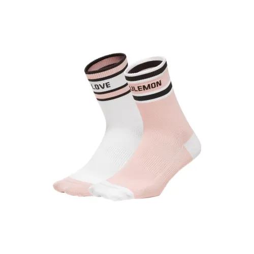 Lululemon Tale To Tell Ankle Socks No Silver Women's 2 Pack White / Misty Pink / Graphite Gray