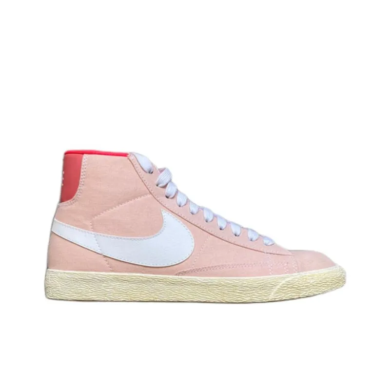 Nike Blazer High Anti-Slip Wear-Resistant High-Top Skateboard Shoes Unisex Pink White-1