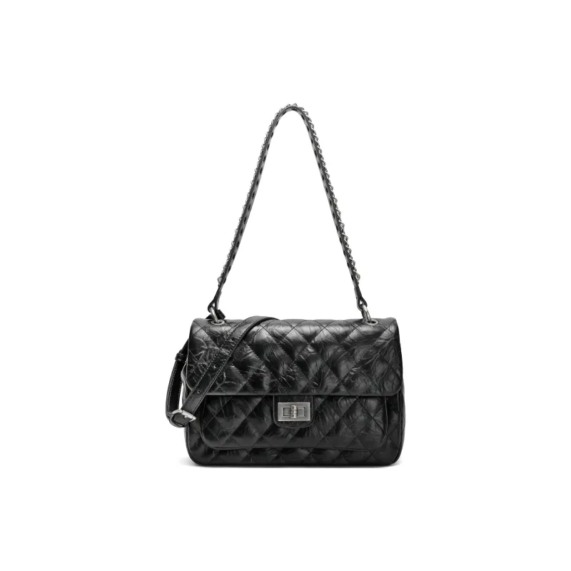 BELLE Artificial Leather Shoulder Bag Medium Size Women's Black-0