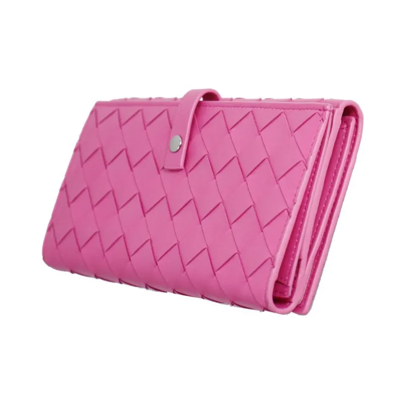 Bottega Veneta Intrecciato Lambskin Wallet Women's Pink-1
